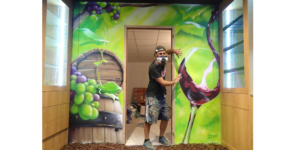 fresque vin graffiti wine art cave courchevel peinture